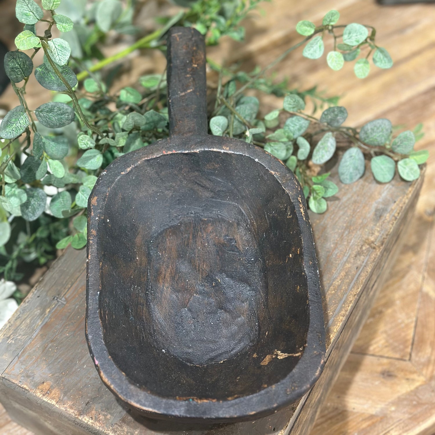 11" Wooden Scoop Dough Bowl