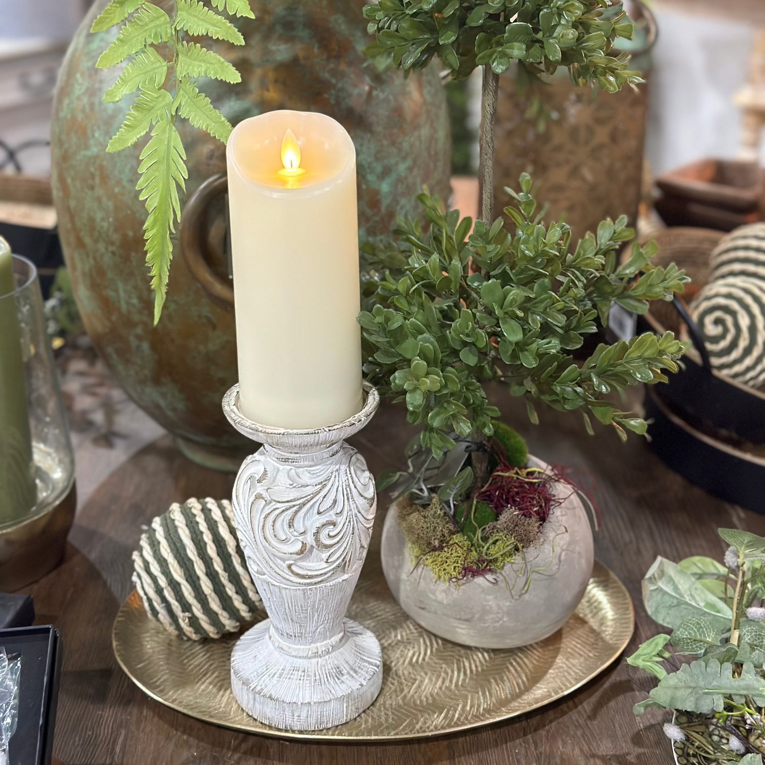 8.5" Resin Scroll Candle Pillar