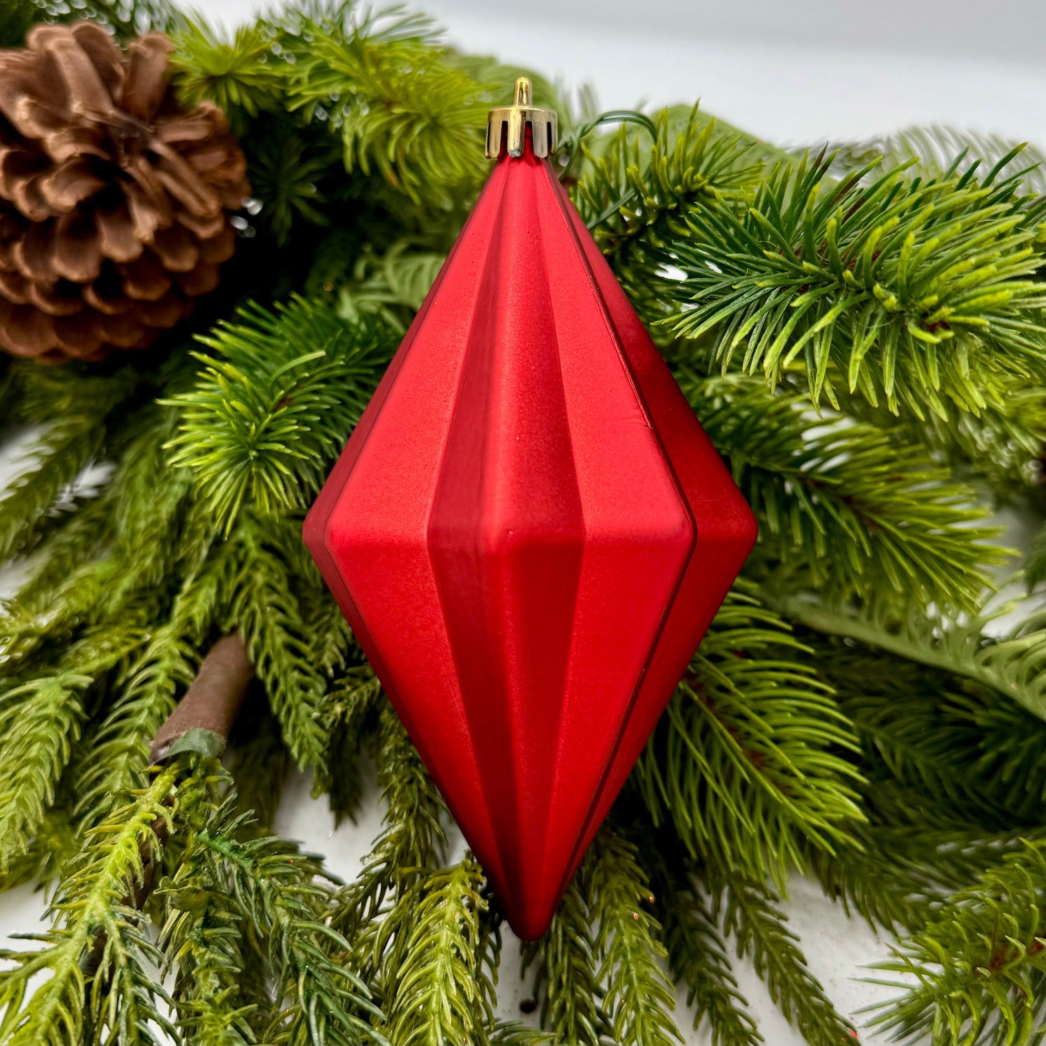 5.5" Red Matte Finial Christmas Ornament, 4/Bag Shatterproof