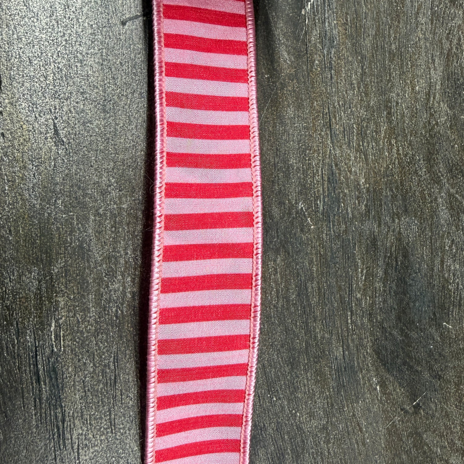 1.5"X10YDS Pink&Red Bar Striped Dupioni Deluxe Backed Wired Ribbon