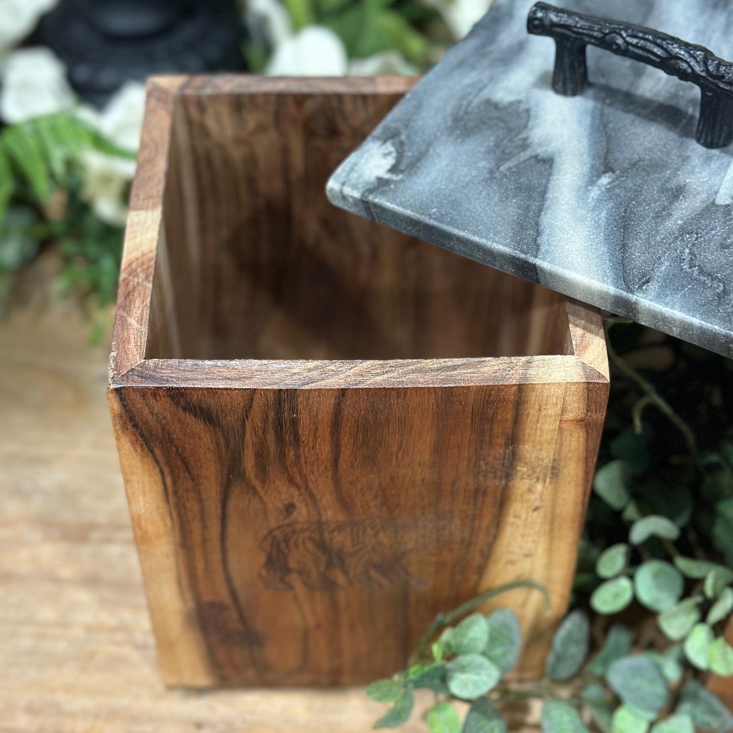 7.5” Rustic Wood Canister