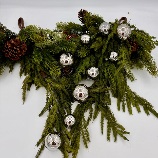 33" Garland of Glass Ball Ornaments - Silver