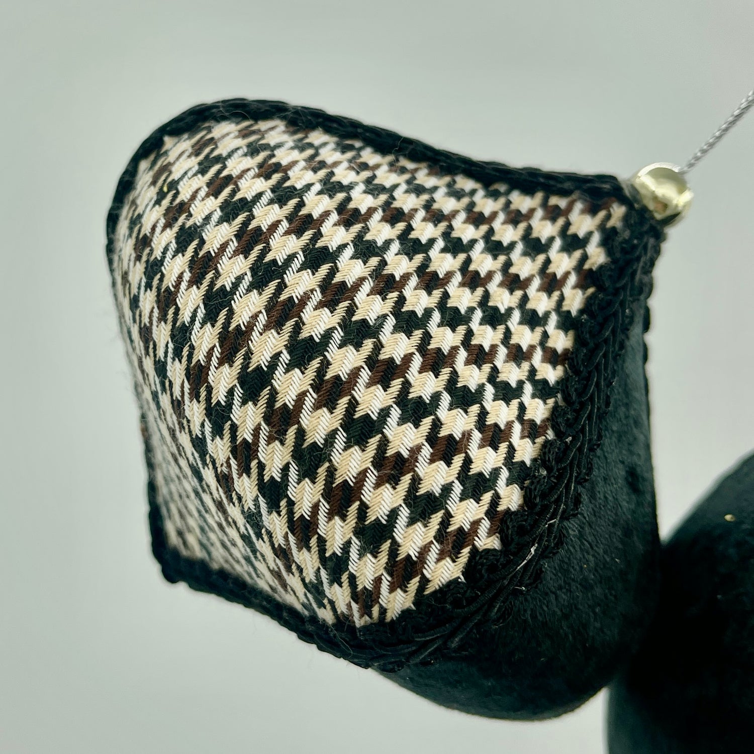 Houndstooth Ball and Onion Ornaments, Set of 2 in Brown or Black