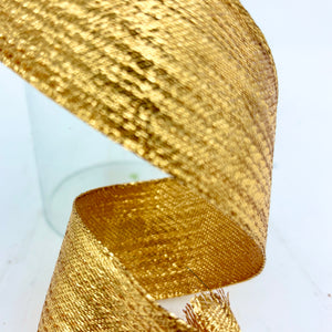1.5" x 25 YDS Shiny Gold Metallic Woven Glimmer Wired Ribbon