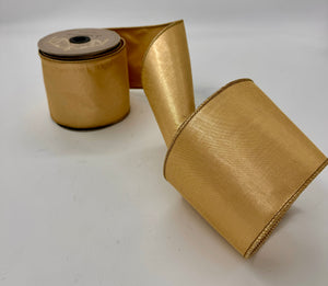 4" Antique Gold Faux Metallic Dupioni Ribbon