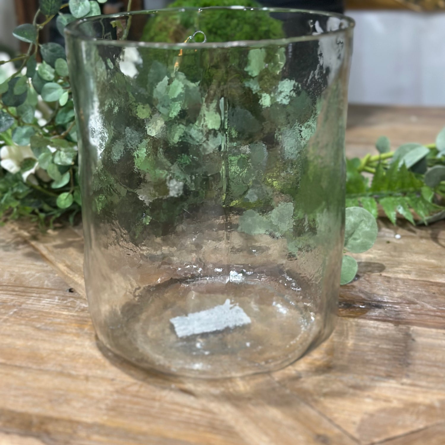 8” Hand-blown Round Clear Glass Hanging Vase