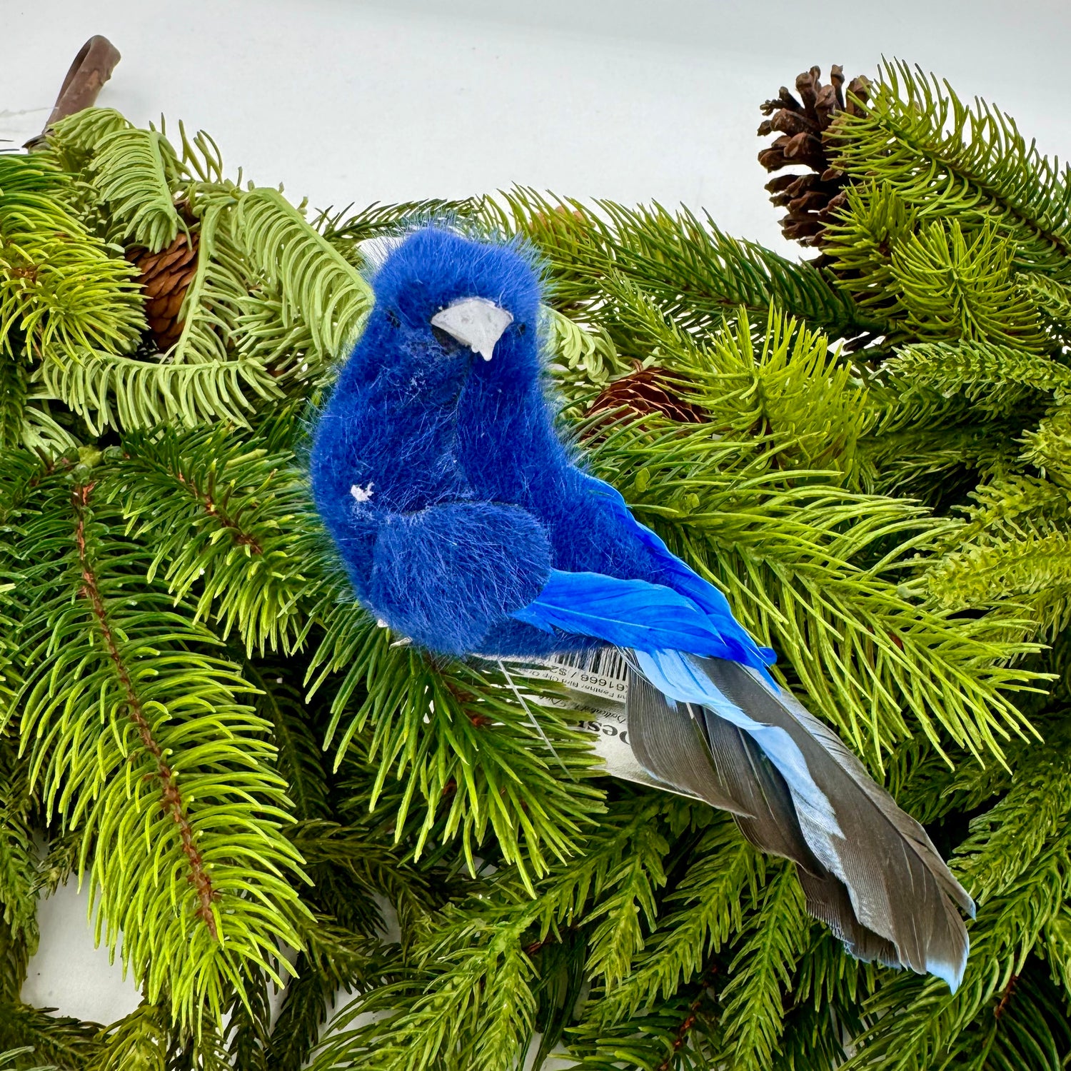 5" Faux Fur and Feather Bird Clip Ornament