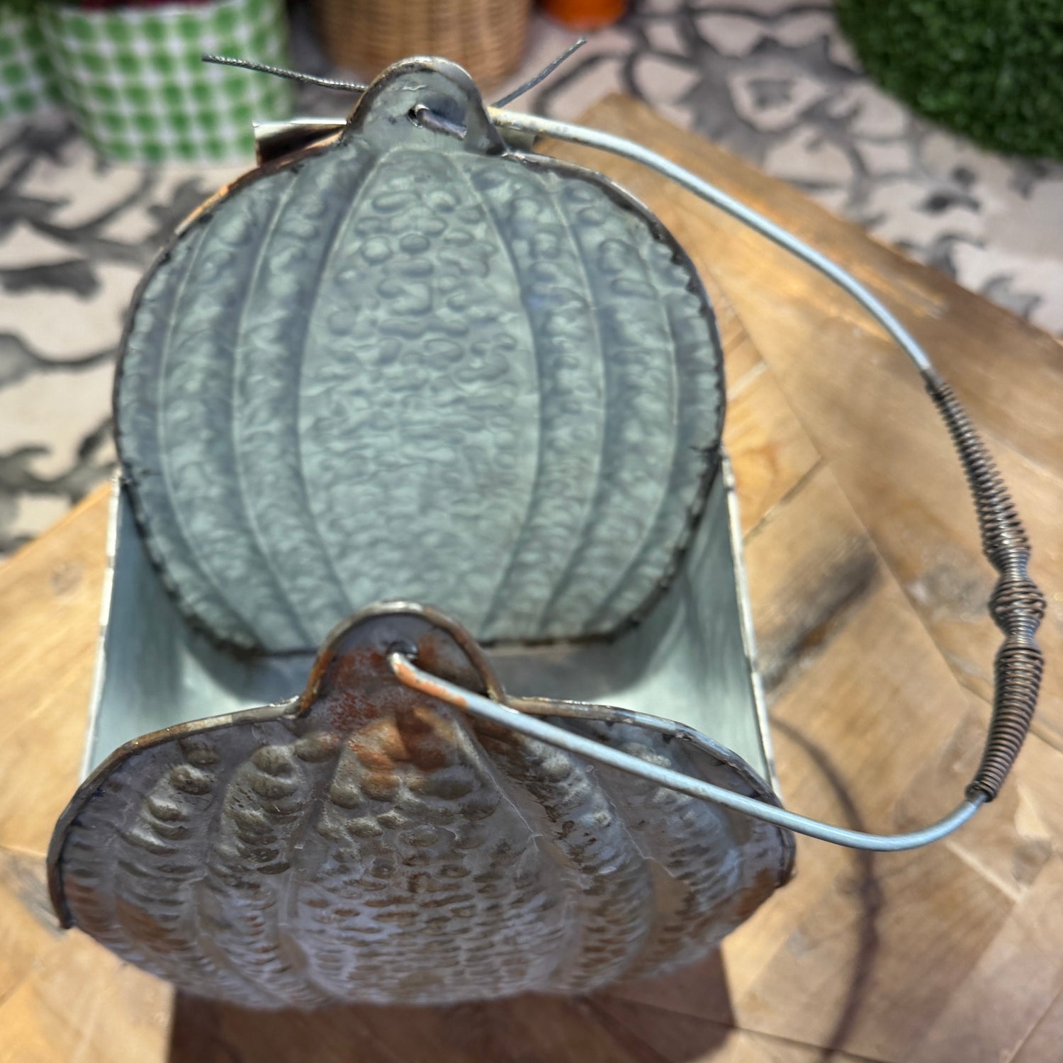 Embossed Tin Tall Pumpkin Bucket