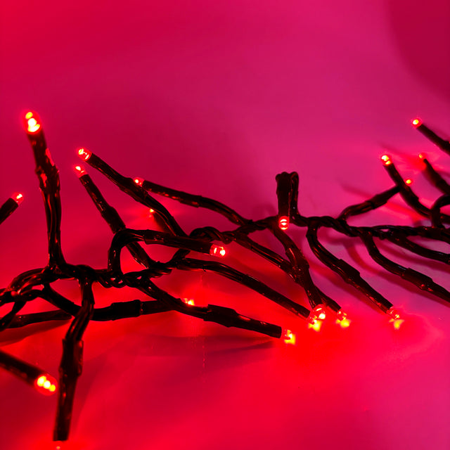 LEDs Connect Cluster Lights | 8 Function Twinkle Effect | Outdoor | Red | Starter Pack