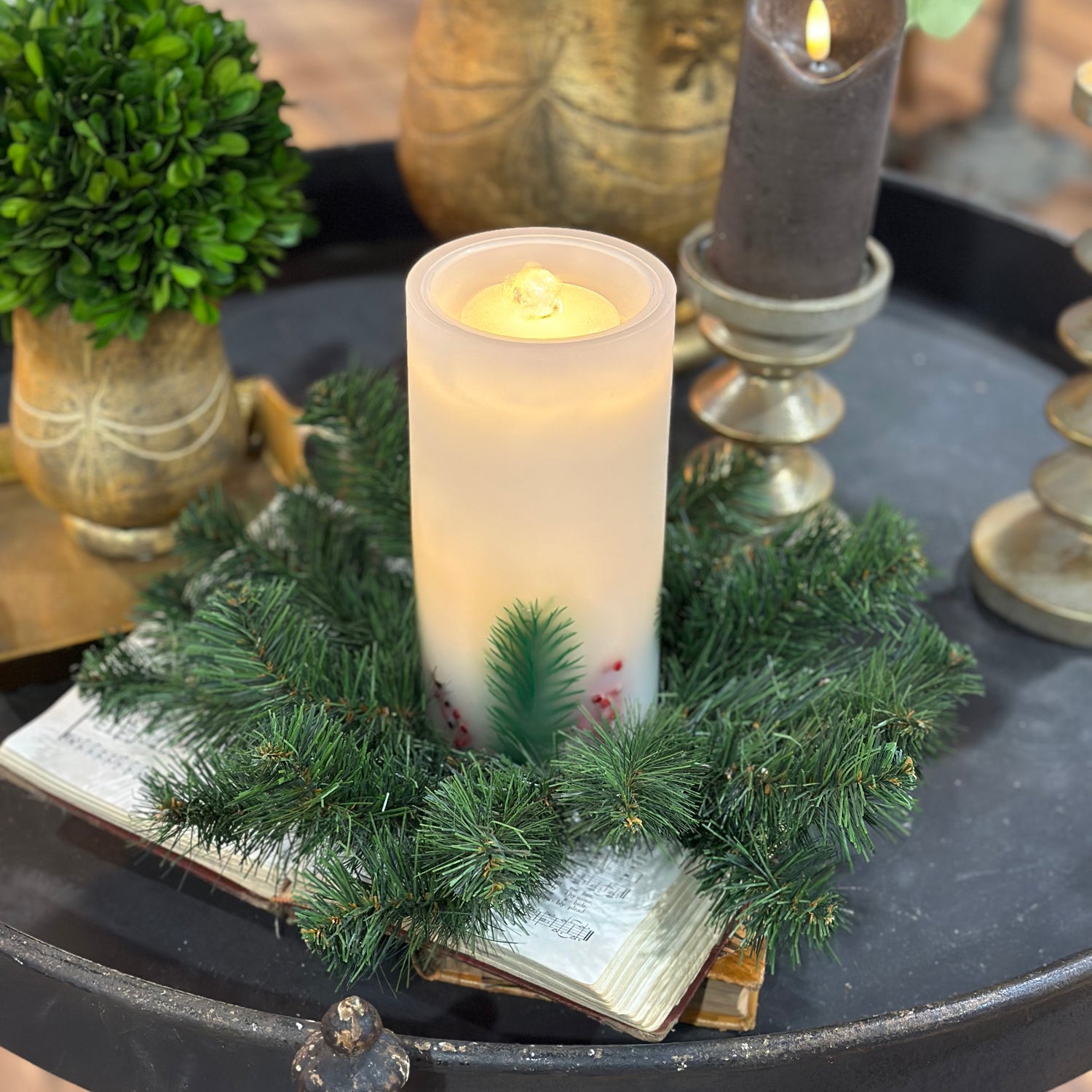 12" Douglas Pine Mini Wreath | Candle Ring