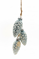1" Glass Pinecone Frosted Glitter Ornament