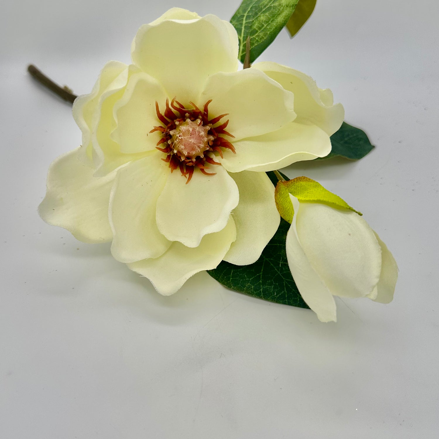 14" Cream/White Magnolia & Bud Pick