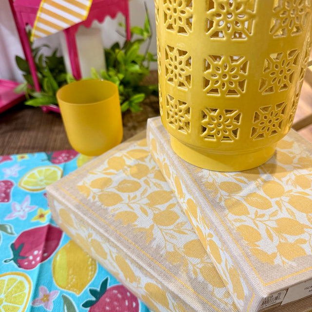 7" x 3" x 10.5" / 5" x 2" x 8.5" Lemons Decorative Book Set | Set of 2