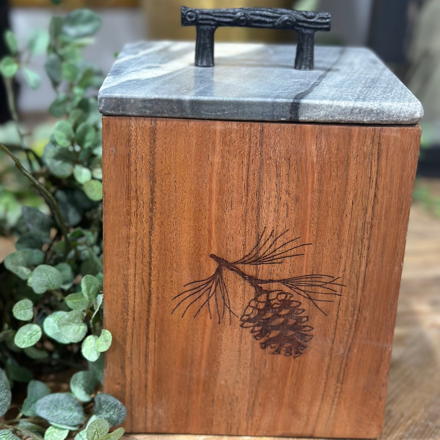 7.5” Rustic Wood Canister