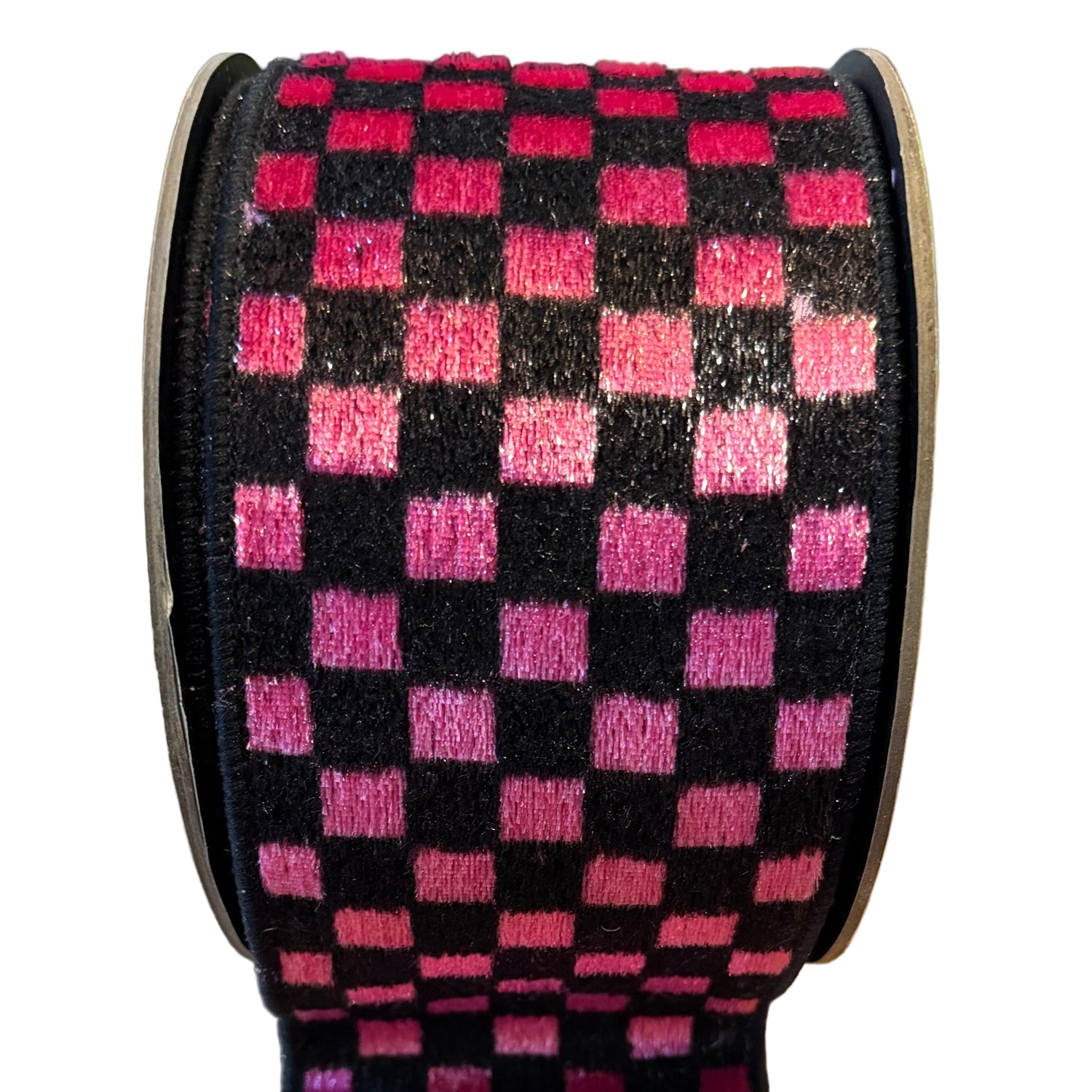 Ice Velvet Check Ribbon, Pink & Black, additional view