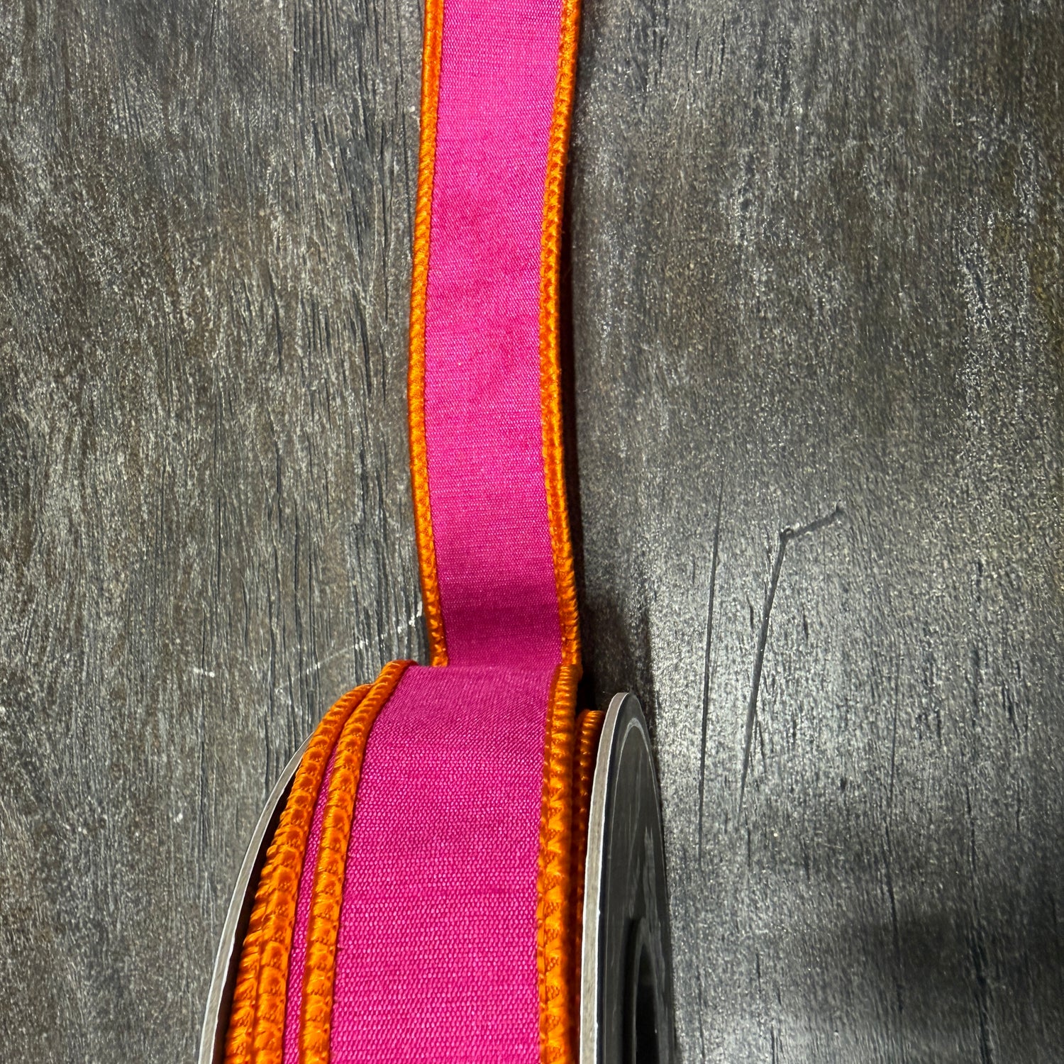 1"X10YDS Orange&Fuchsia Dupioni Reversal Deluxe Backed Wired Edge Ribbon