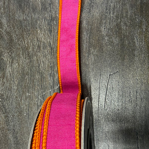 1"X10YDS Orange&Fuchsia Dupioni Reversal Deluxe Backed Wired Edge Ribbon