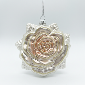 5" Pink Champagne Glass Rose Ornament
