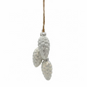1" Glass Pinecone Frosted Glitter Ornament