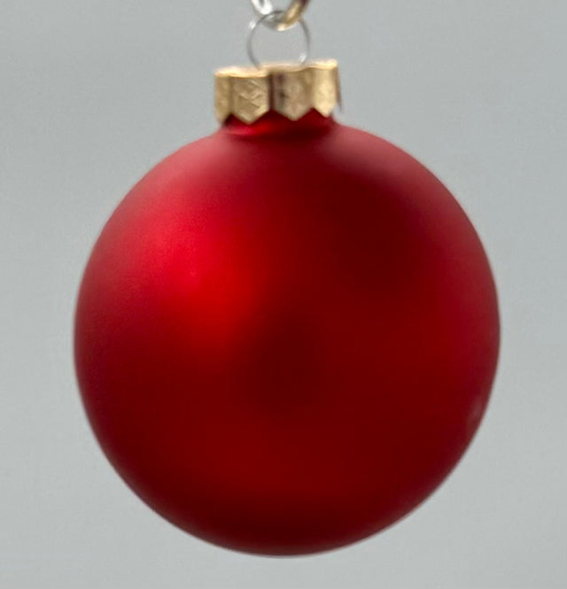 1.4" Red Glass Shiny/Matte Baubles Set of 16
