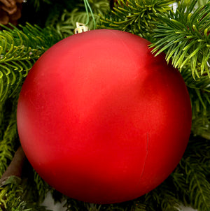 4" Red Matte Ball UV Drilled 6/Bag Shatterproof