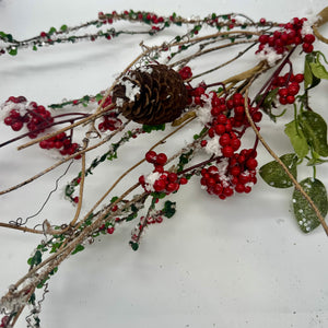 30" Snowed Red Privet Berry Spray