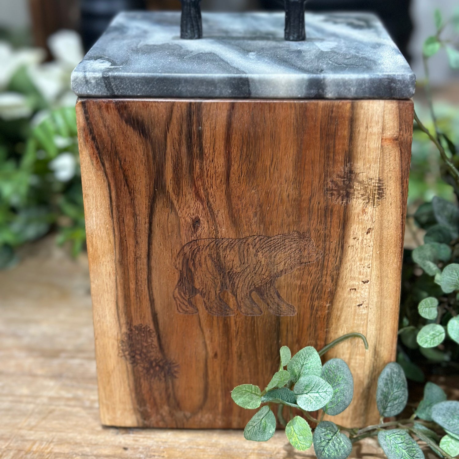 7.5” Rustic Wood Canister