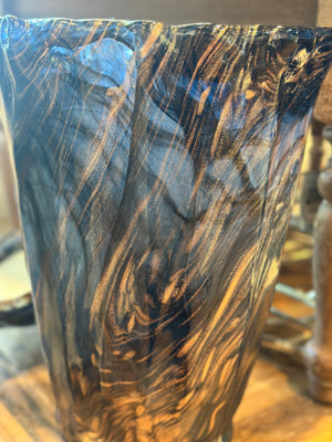 15" Ginerva Vase Opulent Amber and Black Swirled Italian Art Glass