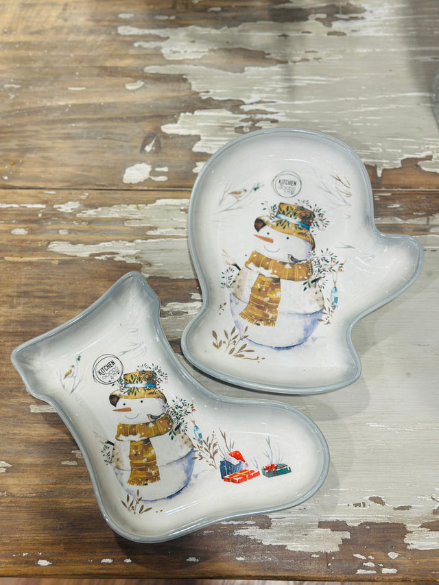 8” Plate Dolomite Snowman