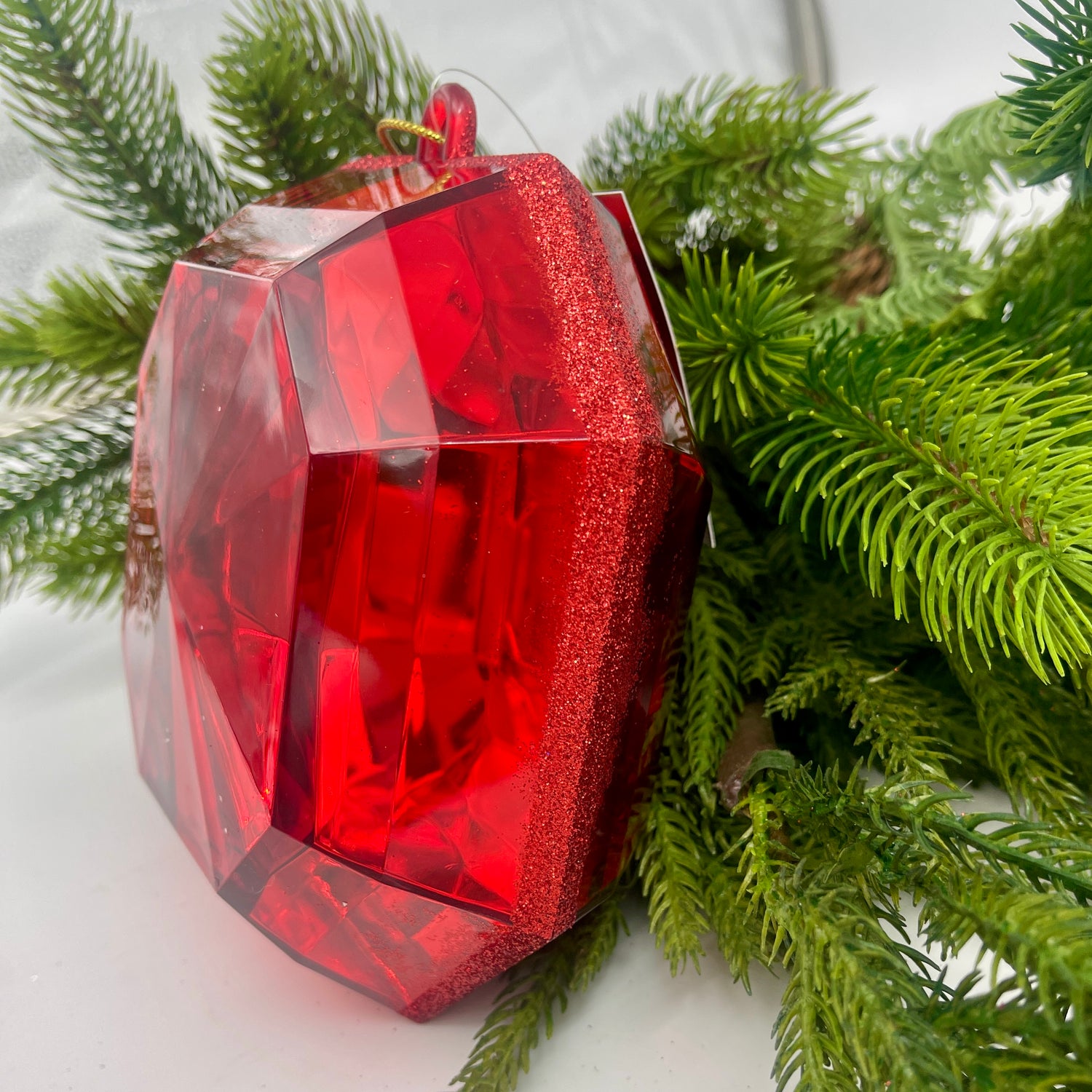 6" Red Square Precious Gem Ornament