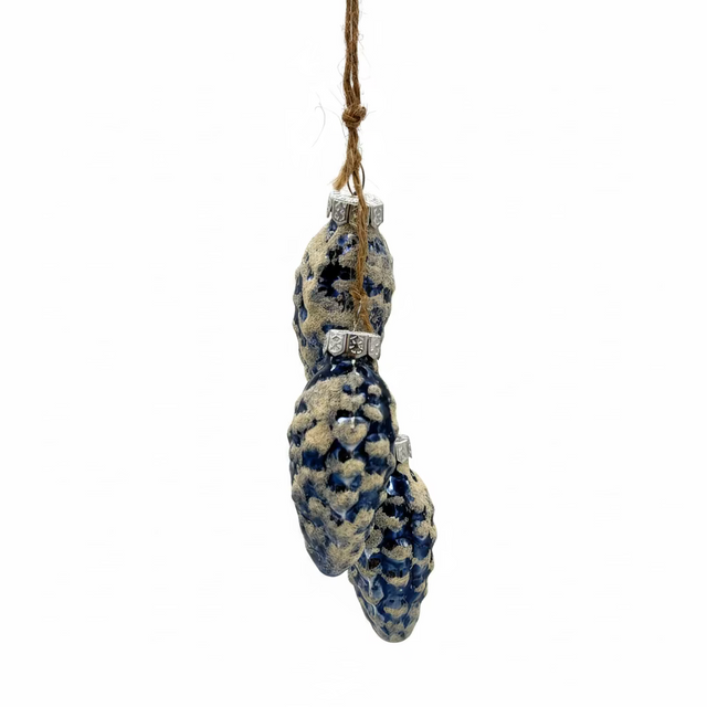 1" Glass Pinecone Frosted Glitter Ornament