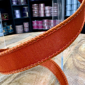 1" x 10 Yards Copper Dupioni Ribbon | Double Fused
