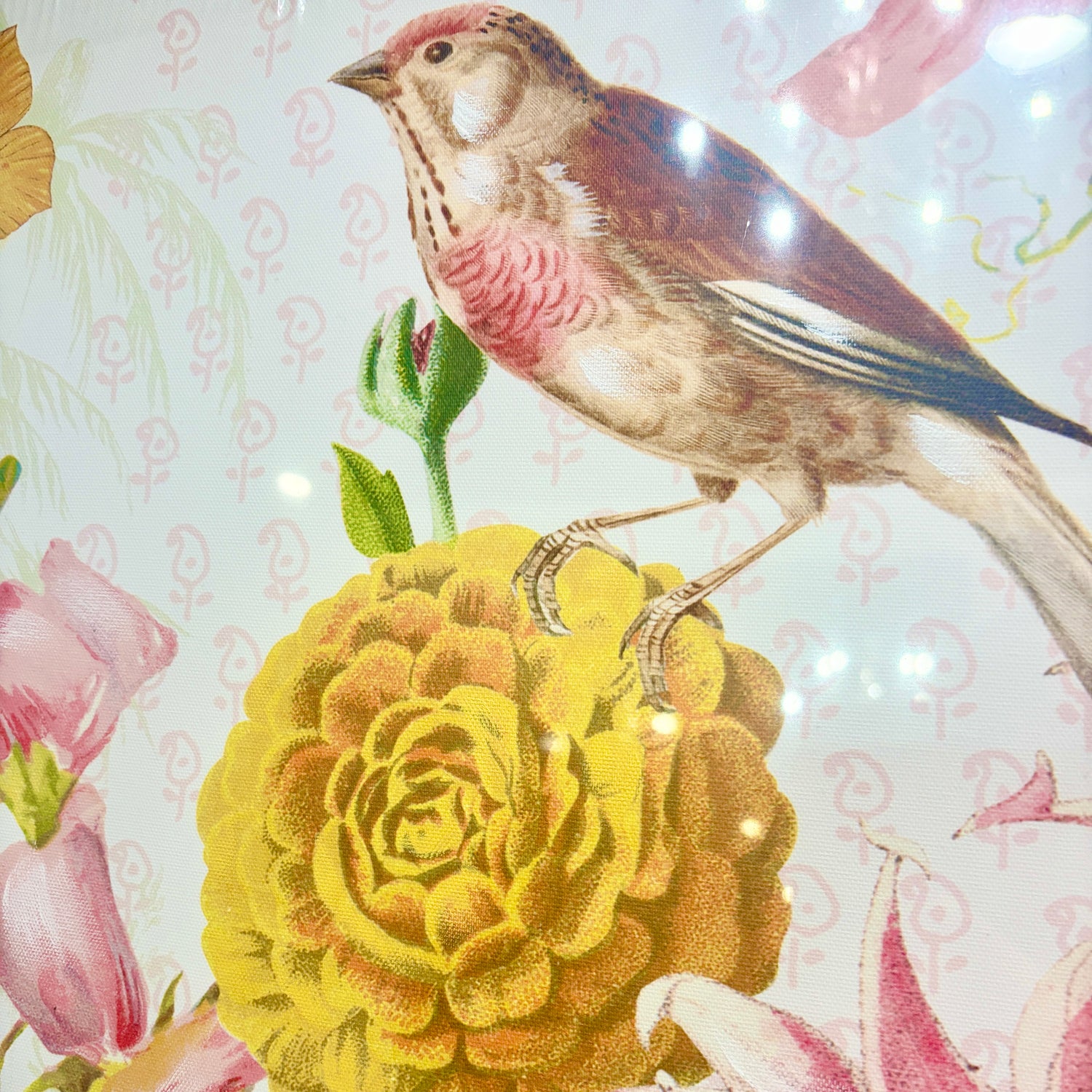 23.5" Painted Bird & Butterfly Floral Canvas