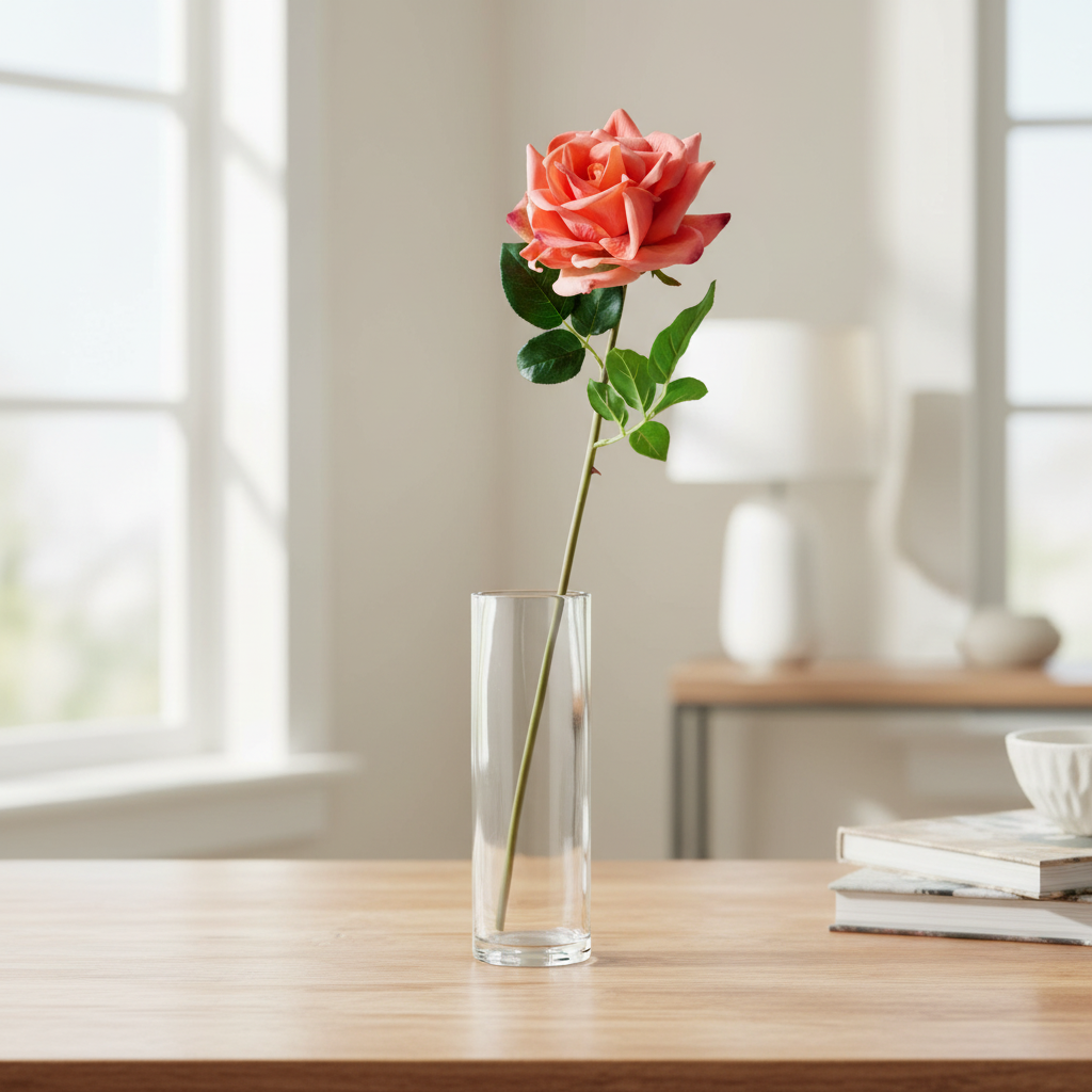25" Natural-Touch Orange Tea Rose