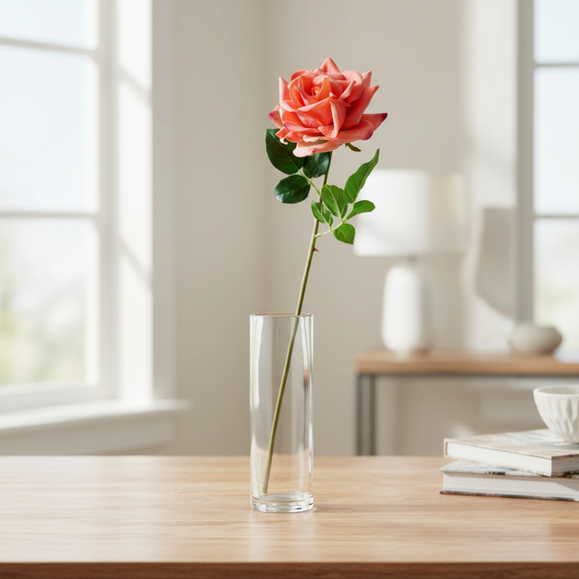 25" Natural-Touch Orange Tea Rose