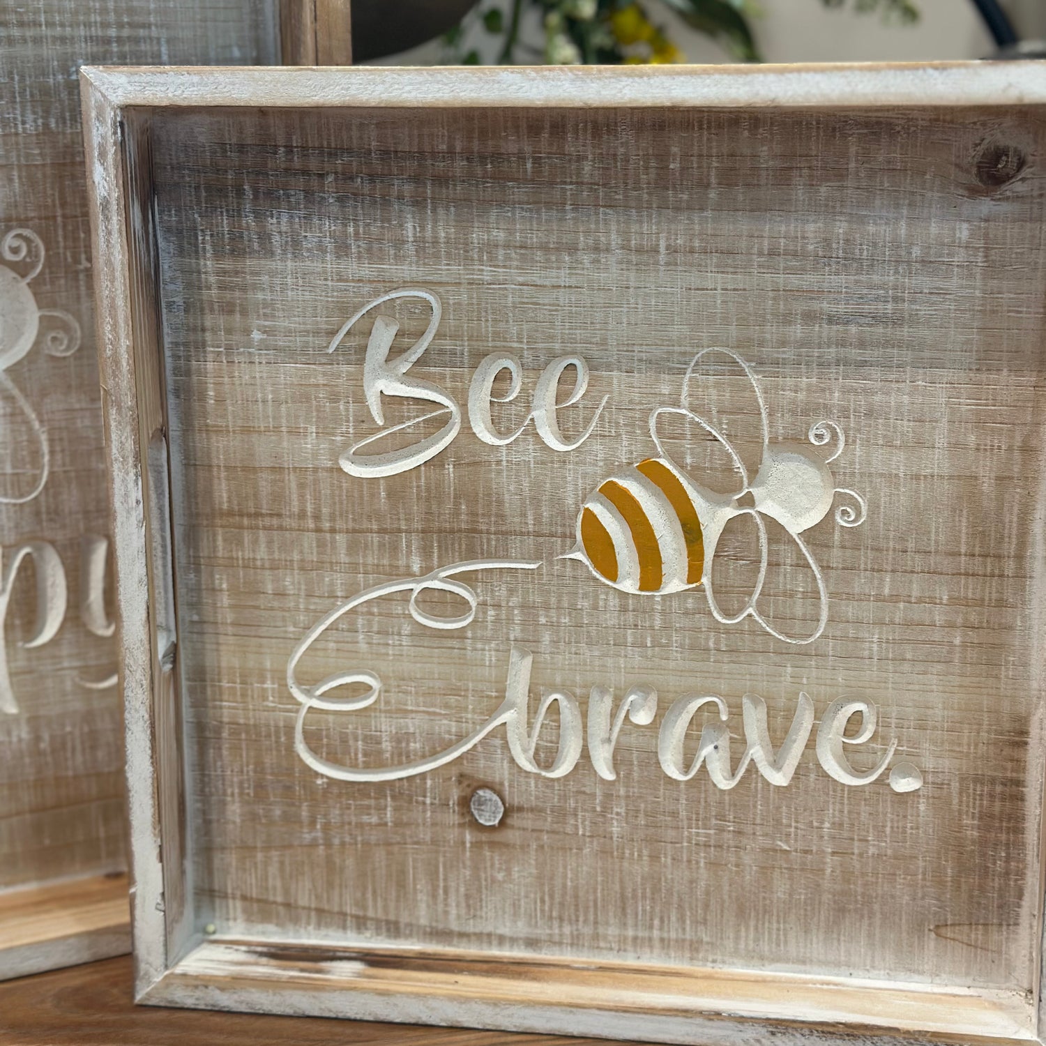 15"-12" Nesting Wood Bee Trays Set of 2