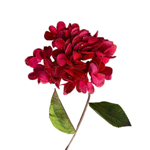 17" Hydrangea Spray Silver | Red