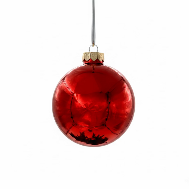 4" Red Glass Bauble Ornament- 2 Shiny/2 Matte