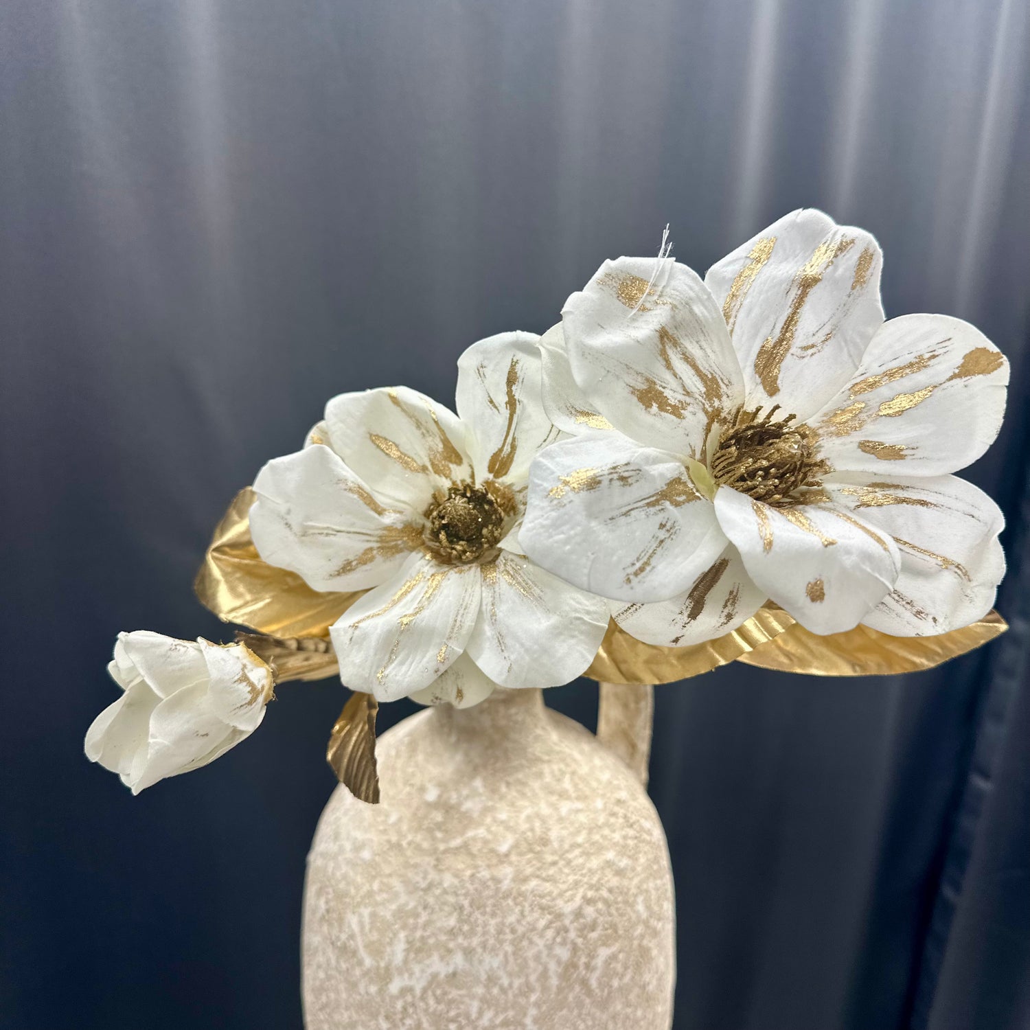 26" Cream & Gold Magnolia Stem