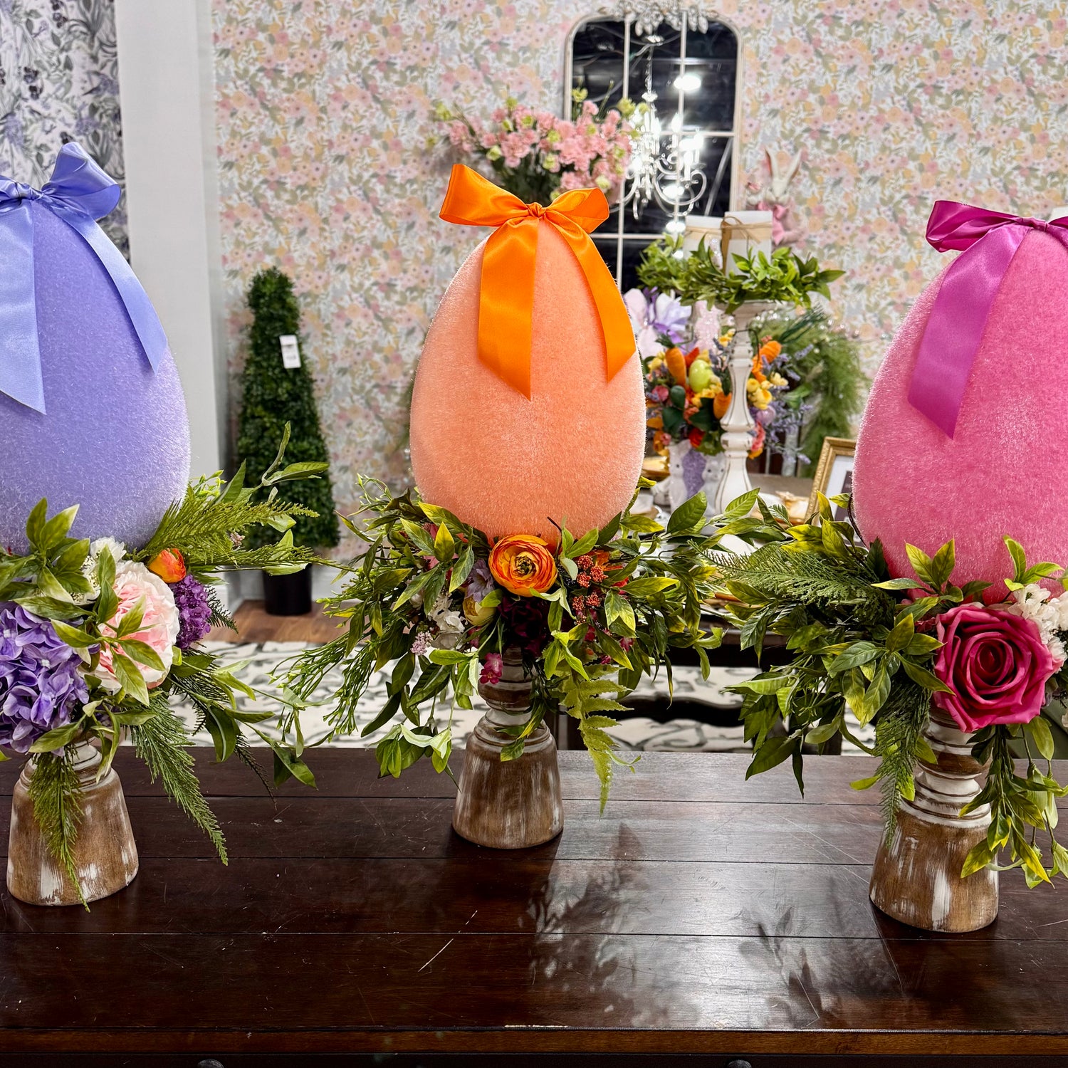 Easter Vibrance Custom Egg Candlestick Arrangement | Pink
