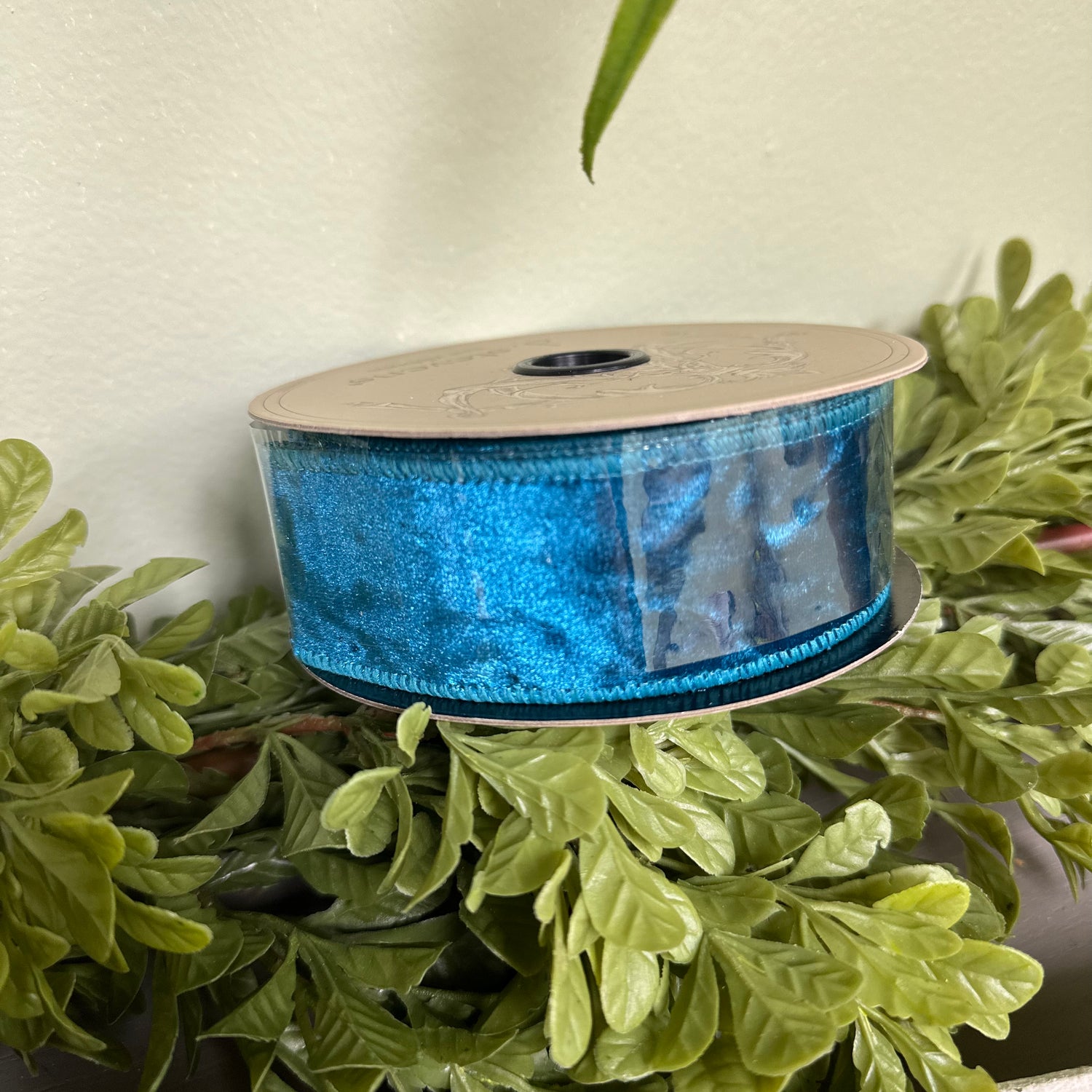 1.5" Teal Blue Crushed Velvet Ribbon- 10 Yards