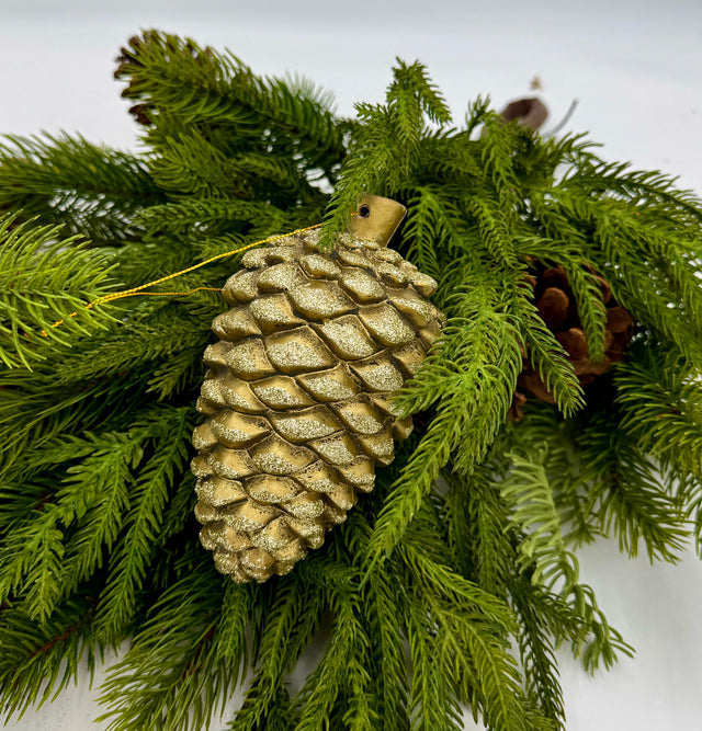 5.5" Gold Antique Pinecone Christmas Ornament