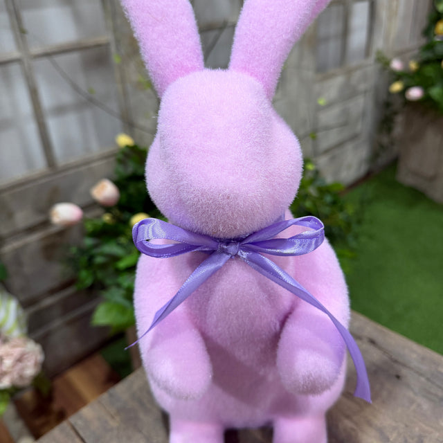 16" Pastel Purple Flocked Bunny | Rabbit Decor