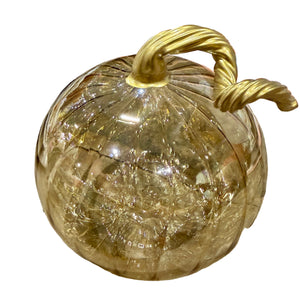 3" Iridescent Cinnamon Blown Glass Tabletop Pumpkin
