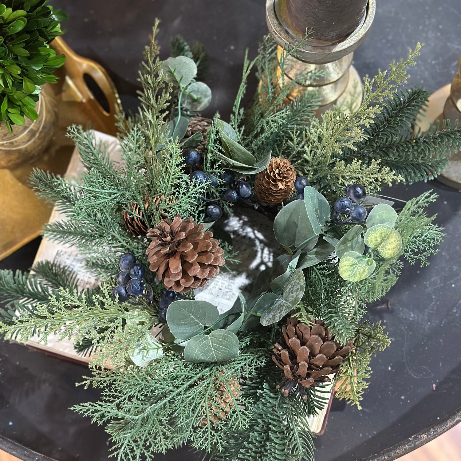 17" Blueberry and Pine Candle Ring
