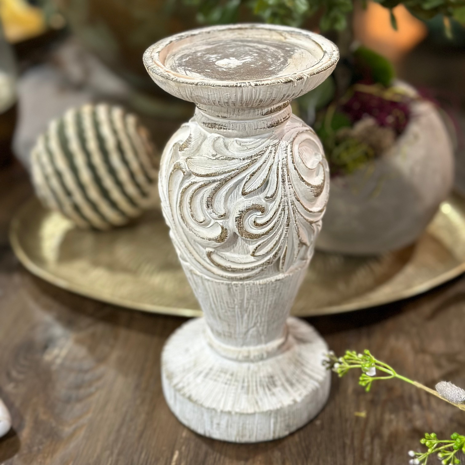 8.5" Resin Scroll Candle Pillar