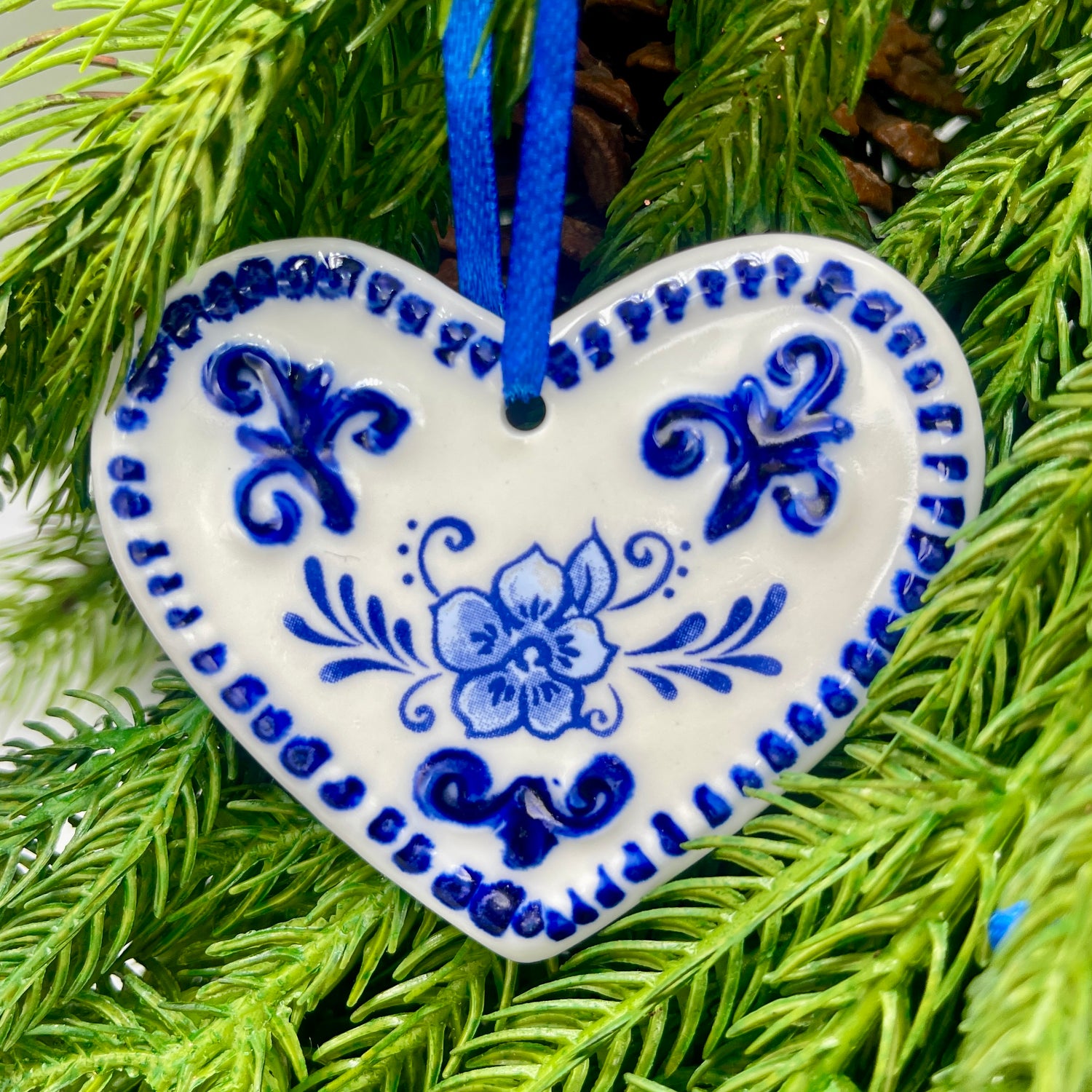 3" Delft Blue Ornament | Heart, Tree, or Star