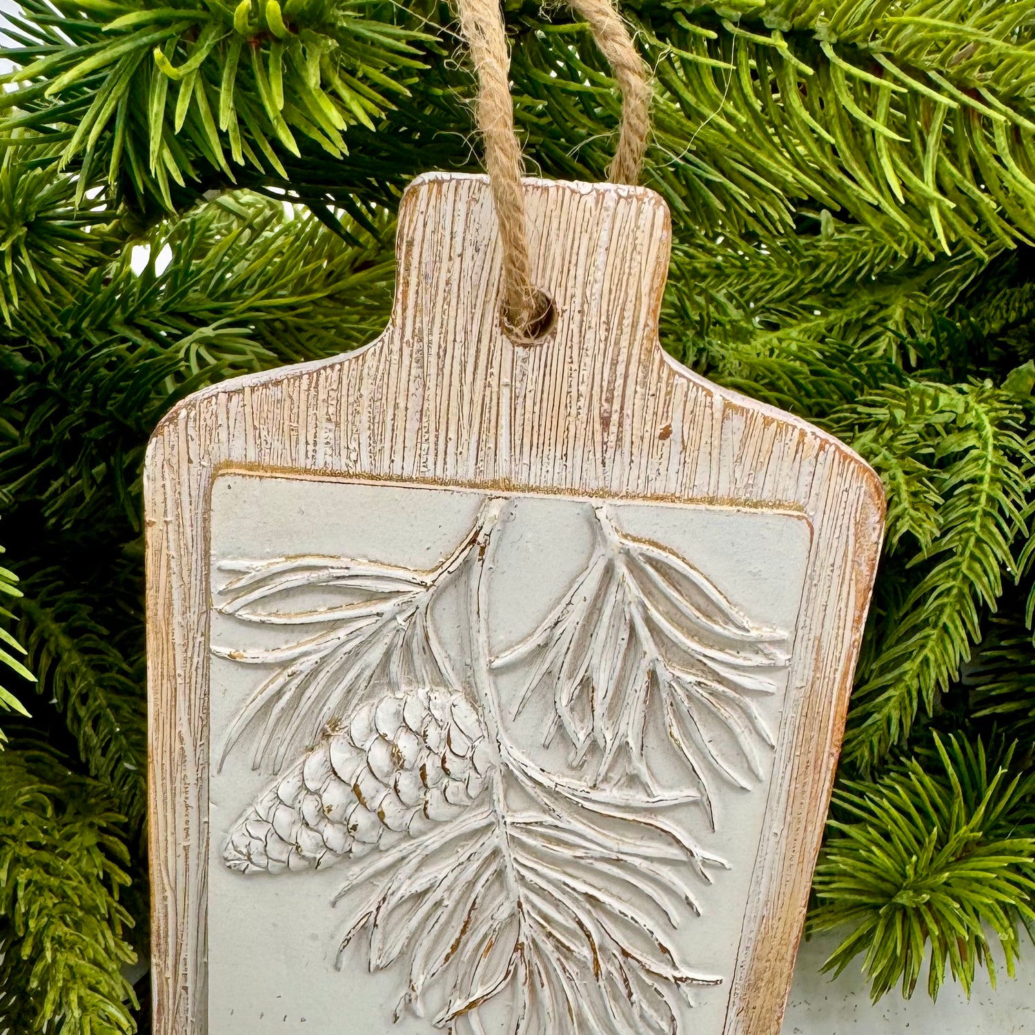 5" Resin Pinebough Board Ornament