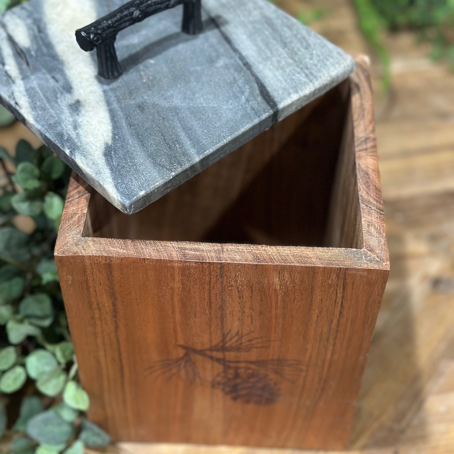 7.5” Rustic Wood Canister