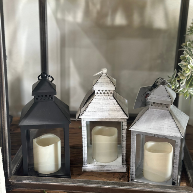 9" LED Lantern Plastic Square Indoor